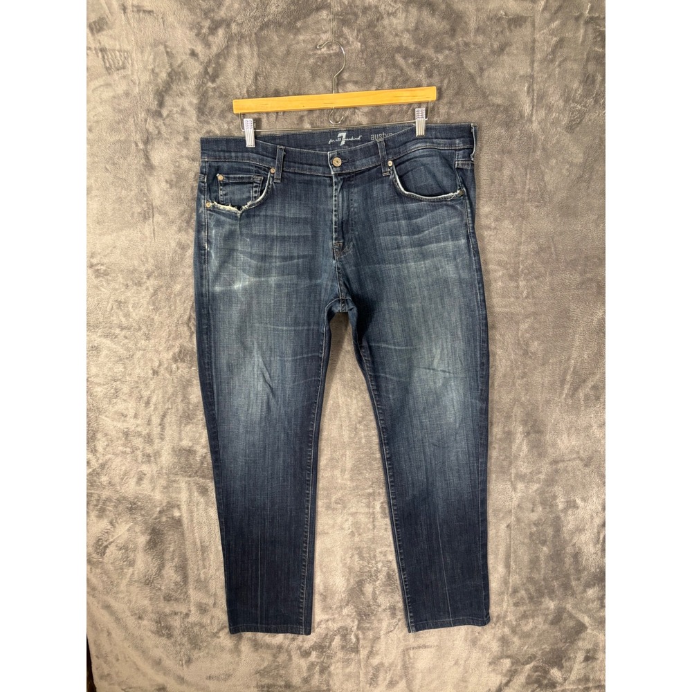 7 For All Mankind Austyn Relaxed Straight Leg Jeans Blue Denim Mens 40x31